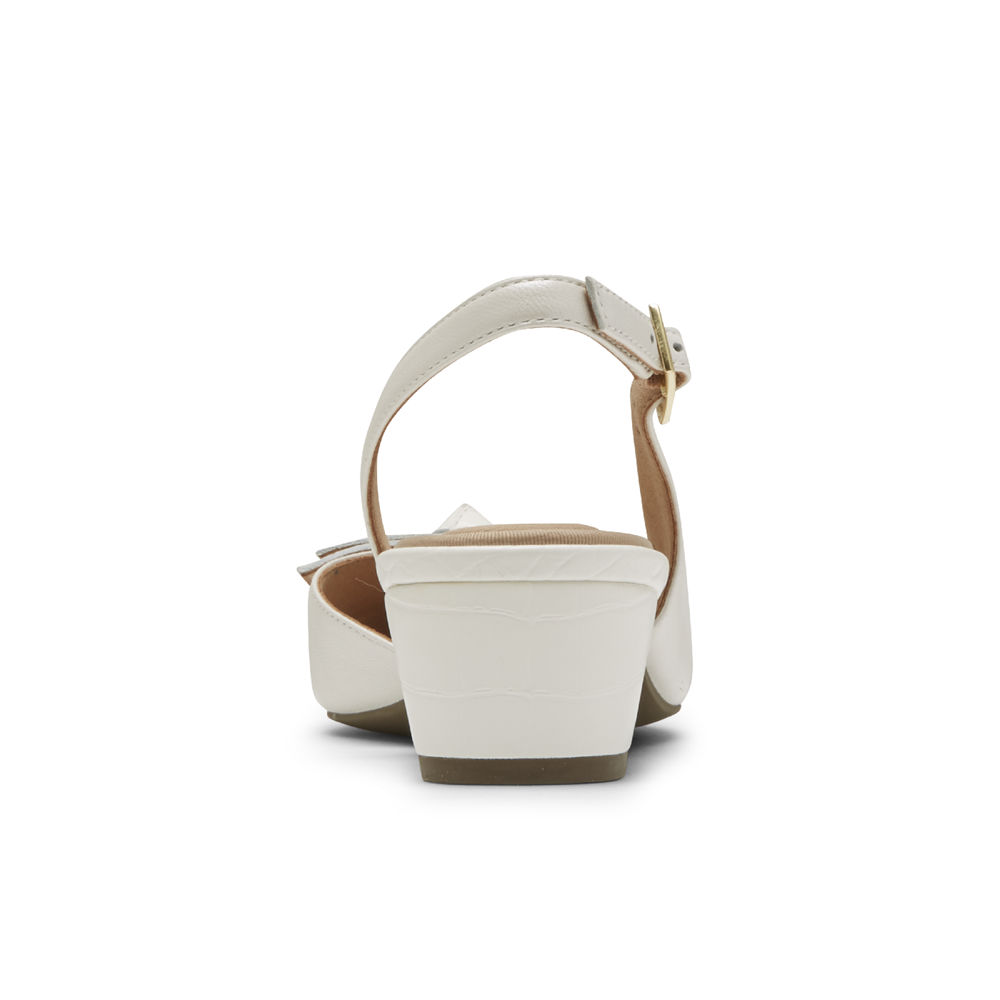 Rockport Hæler Sko Dame Hvite - Total Motion Gracie Bow Slingback - XLFD54162